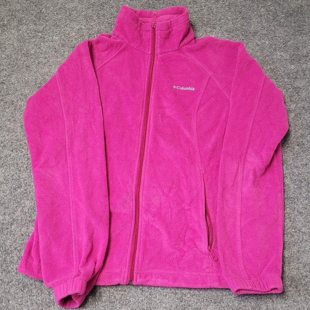 Columbia Fleece Jacket Womens Size M Pink Full Zip Outdoor Soft Warm Layer